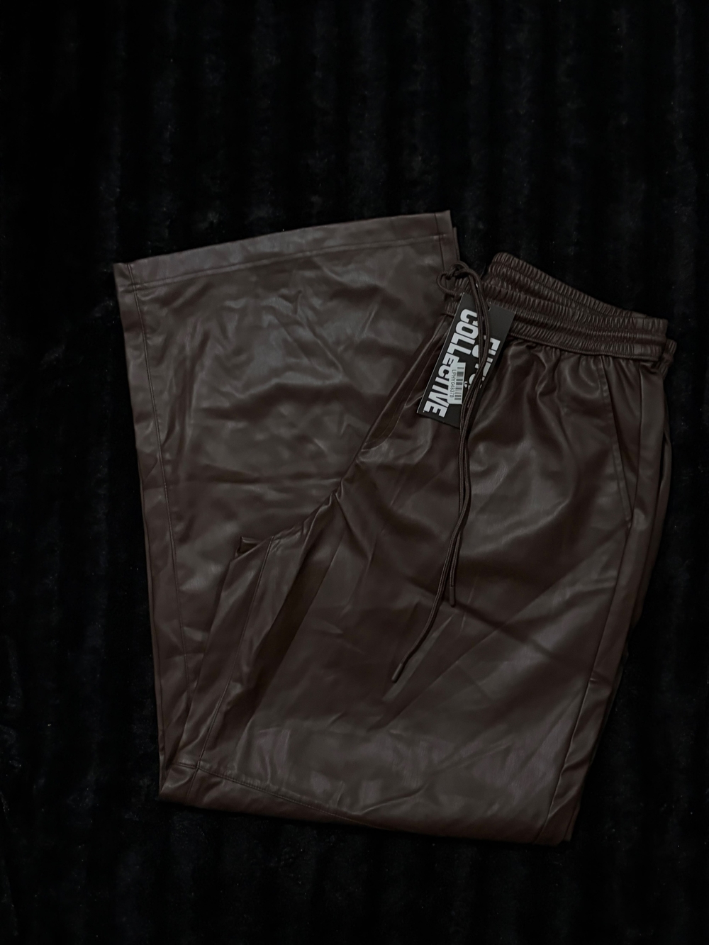 Woman's Faux Leather Jogger Pants - Brown